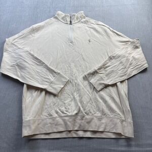 Polo Ralph Lauren Mens Cream Quarter Zip Pullover Sweater Large Cotton Blend